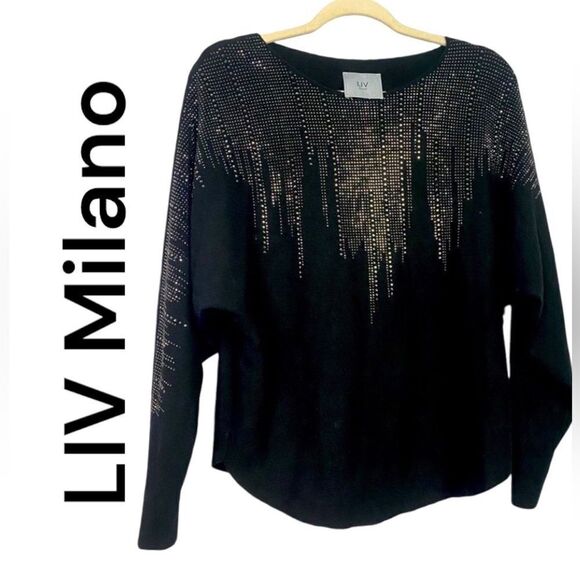 LIV‎ MILANO JEWEL EMBELLISHED SWEATER SZ L - Picture 1 of 4